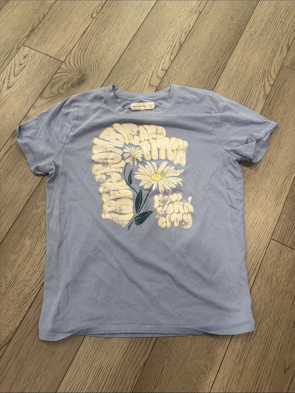 abercrombie kids Light Blue Tee with Yellow Daisy Graphic
